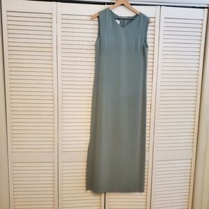 Laura Leigh 100% Silk Elegant Sleeveless Green Maxi Dress, Size 8